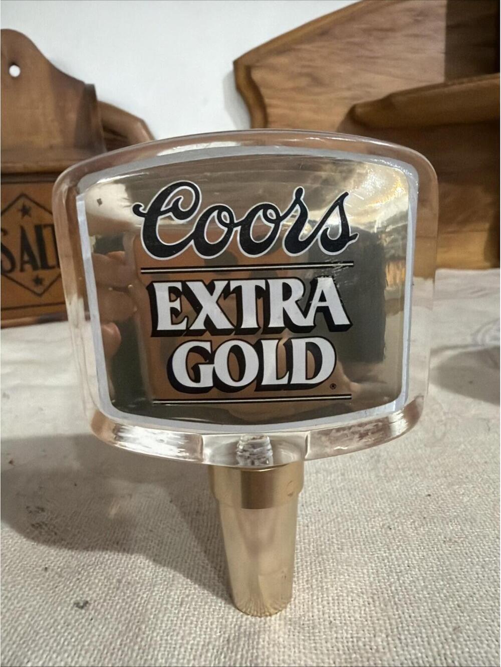 VTG Coors Extra Gold Beer Tap Handle Lucite Acrylic Breweriana Mancave Rockies